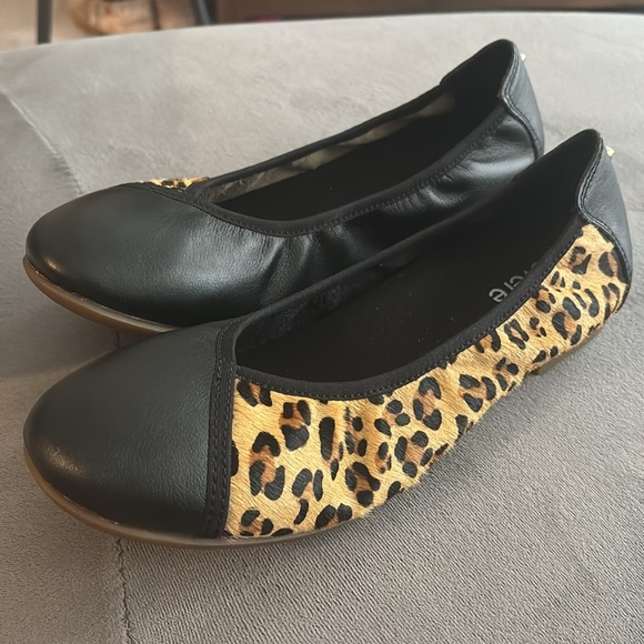Revere Nairobi Ballet Leopard Print Black ballerina Flats size 40 - Picture 3 of 10